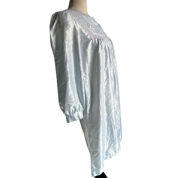 Vintage Silky Nightgown by Barbizon Sz Small Womens Baby Blue Floral Lace - Picture 16 of 16